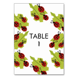 Lady Bug Drawing Birthday Table Card