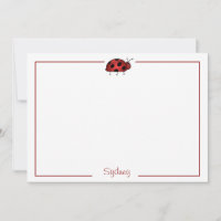 Lady Bug Flat Note Card Stationery (#FLAT 009)