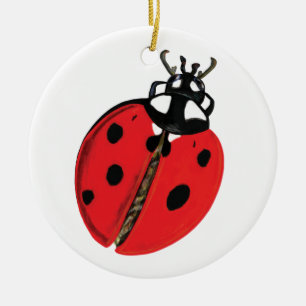 Lady Bug Illustration Ceramic Tree Decoration