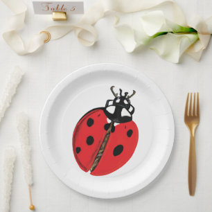 Lady Bug Illustration Paper Plate