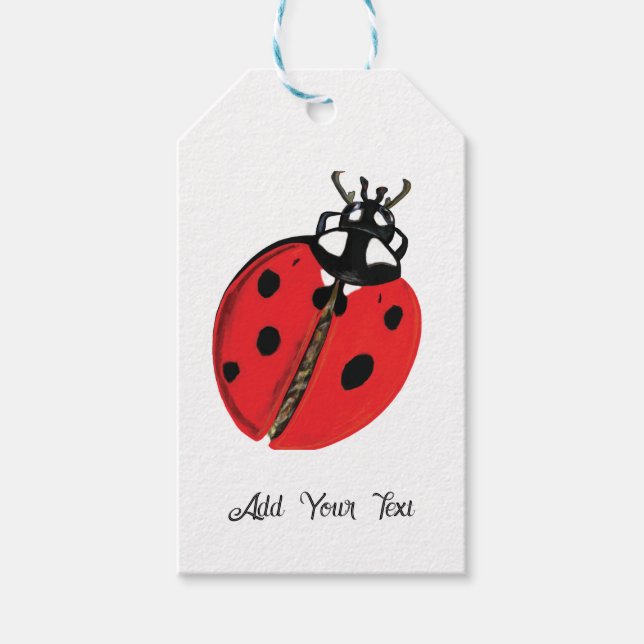 Lady Bug Illustration Personalised Gift Tags (Front)