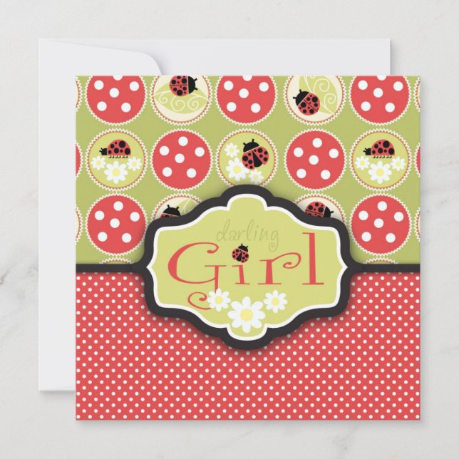 Lady Bug Invitation Square (Front)