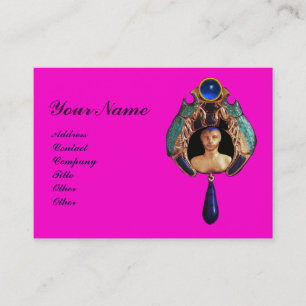Lady Bug,Lapis, Blue Gemstone Monogram Pink Business Card