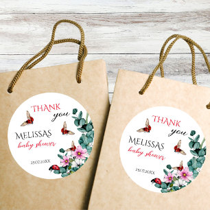 Lady bug little lady baby shower favor classic round sticker