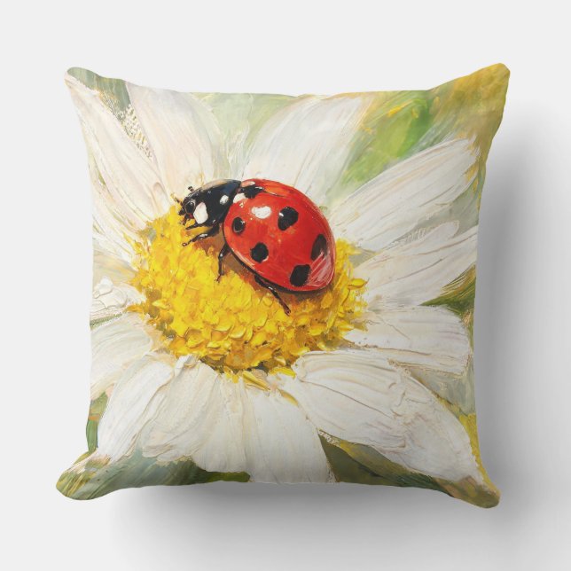 "Lady Bug on Daisy" Cushion (Front)