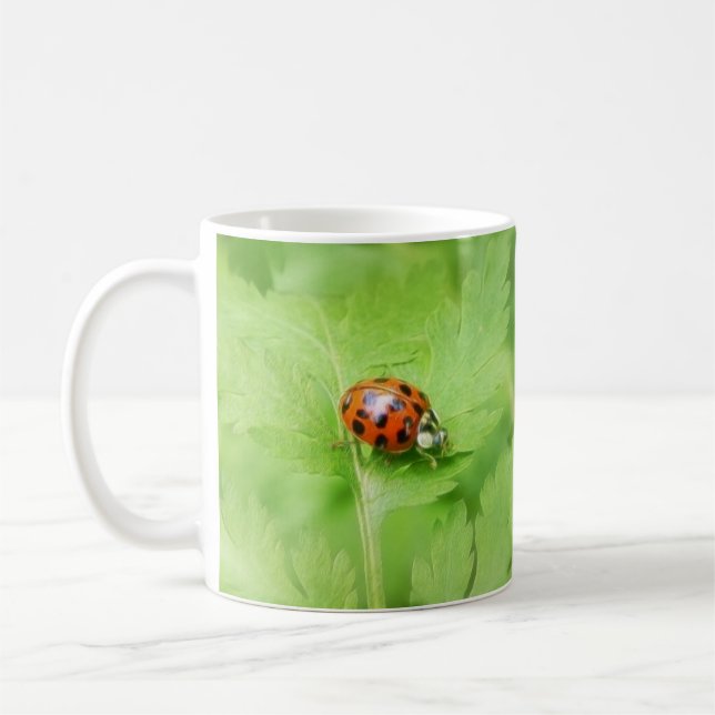 Lady Bug on Feverfew Leaf Coffee Mug (Left)
