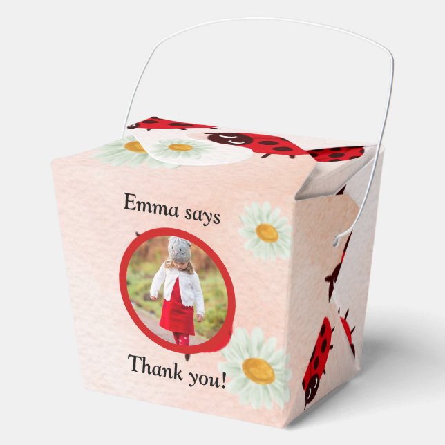 lady bug party photo favour box (Front)