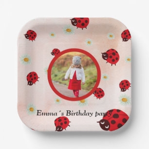 lady bug party photo paper plate