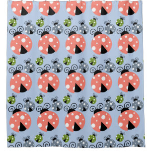 Lady Bug Pattern Shower Curtain