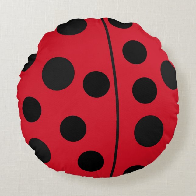 Lady Bug Red and Black Design Round Cushion (Front)