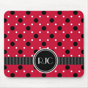Lady Bug Spots Red Black and White Personalised Mouse Mat