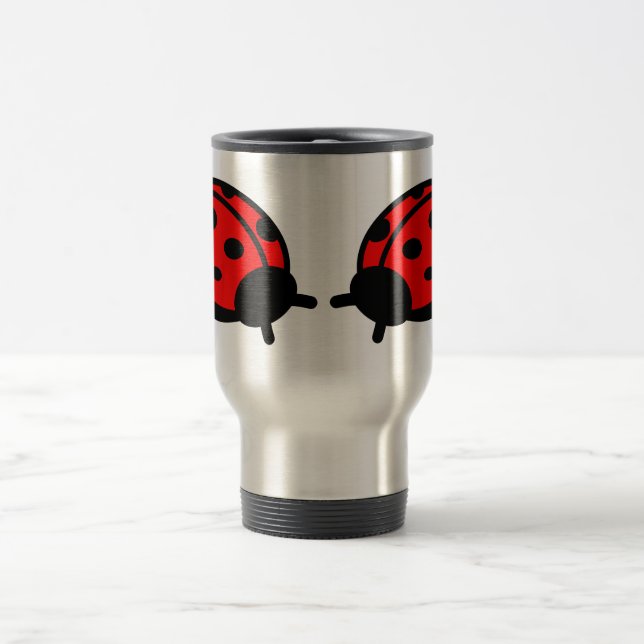 Lady Bug Stainless Steel 15 oz Travel/Commuter Mug (Center)