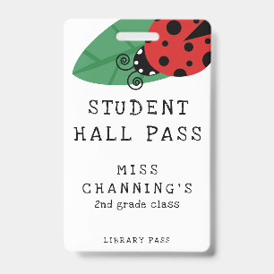 Lady Bug Student Hall Pass ID Badge