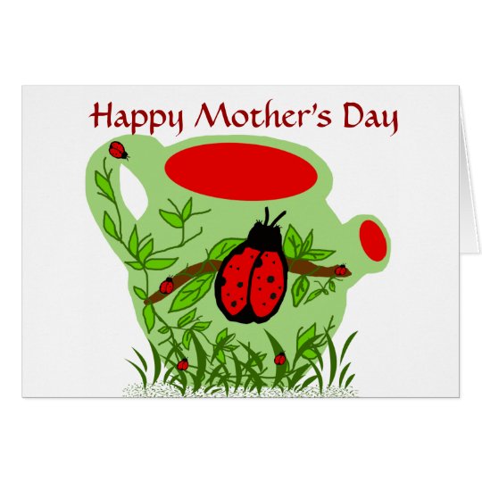 Lady bug tea pot, Happy Mother's Day card