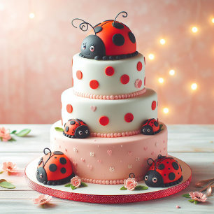 LADY BUG THEMED KIDS BIRTHDAY CAKE CARD