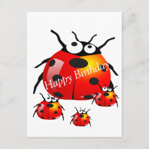 lady bug with baby ladybugs postcard