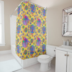 Lady Bugs Amongst the Flowers on a Midsummer Day Shower Curtain