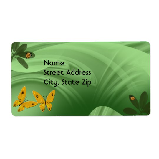 Lady Bugs and Butterflies In The Green Shipping Label