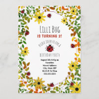 Lady Bugs + Wildflowers Girls Birthday Invite