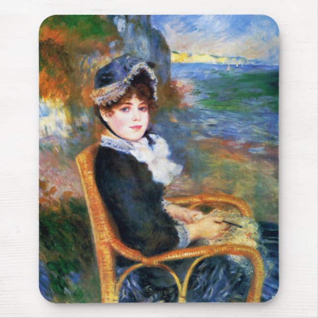 Lady by the Seashore (by Pierre-Auguste Renoir) Mouse Mat (Front)