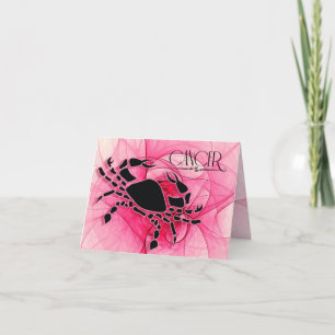 Lady Cancer Zodiac Pink Blank Card