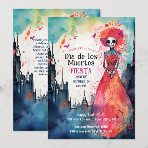 Lady Catrina's  Watercolor Blooming Tribute Invitation