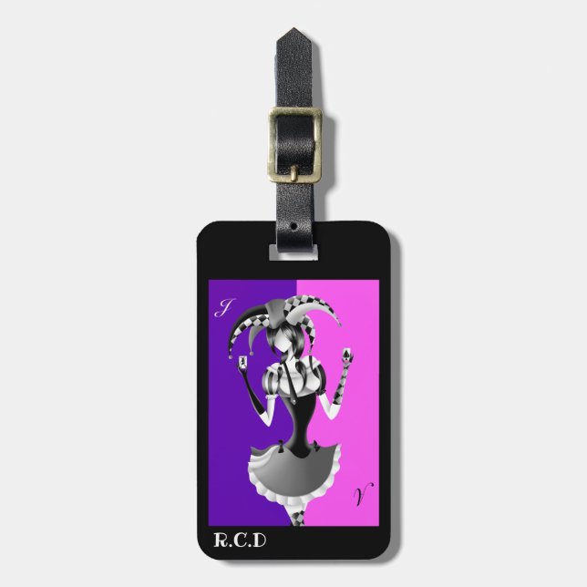 Lady Clown Saxophonist Luggage Tag (Front Vertical)