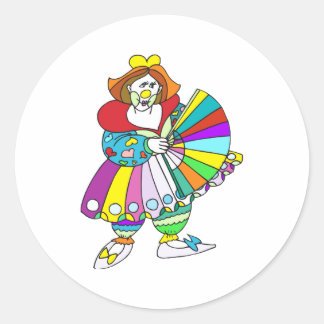 Lady Clown with Fan Classic Round Sticker