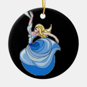 Lady dancer in blue ceramic tree decoration