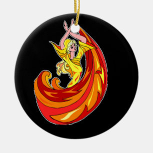 Lady dancer in red ceramic tree decoration