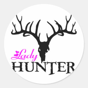 LADY DEER HUNTER CLASSIC ROUND STICKER