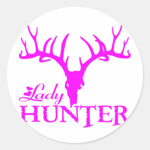 LADY DEER HUNTER CLASSIC ROUND STICKER