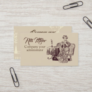 lady drinks tea business card