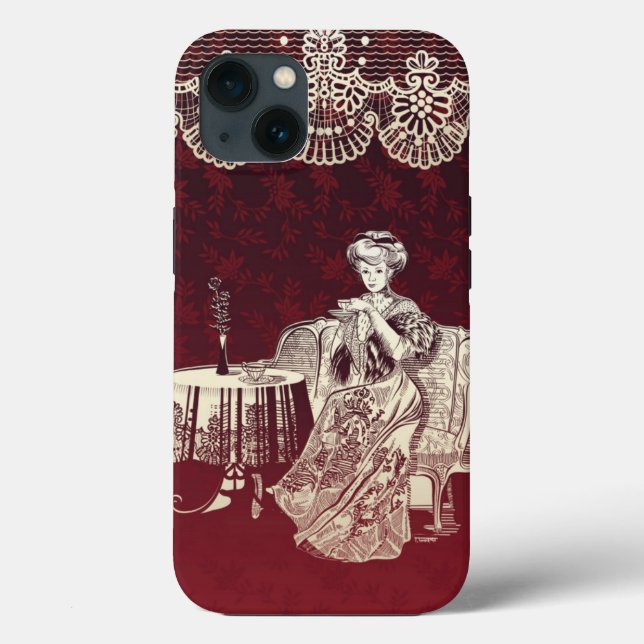 Lady drinks tea  Case-Mate iPhone case (Back)