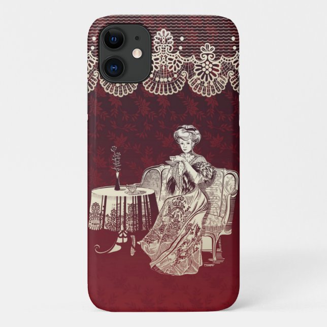 lady drinks tea Case-Mate iPhone case (Back)