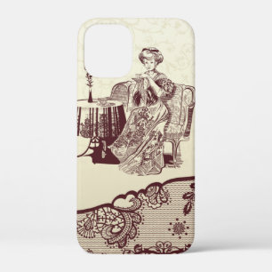 lady drinks tea iPhone 12 mini case