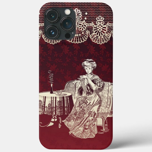 lady drinks tea Case-Mate iPhone case (Back)