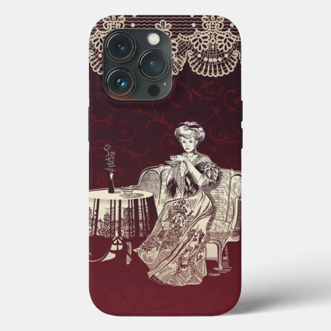 lady drinks tea Case-Mate iPhone case (Back)