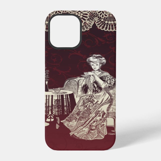 lady drinks tea iPhone case (Back)