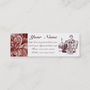 lady drinks tea mini business card