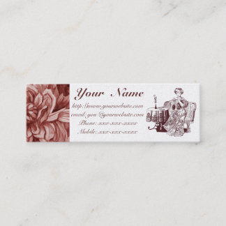 lady drinks tea mini business card