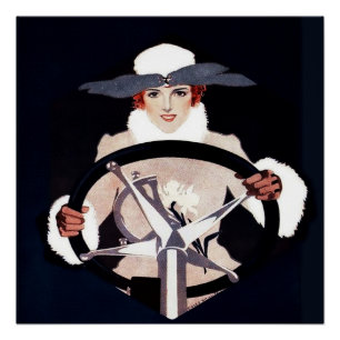 Lady Driver Fadeaway Girl by C Coles Phillips Poster