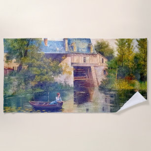 Lady Fishing on Lake Beach Towel