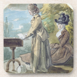 Lady Francis Scott and Lady Elliot, c.1770 (w/c ov Coaster