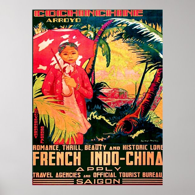 Lady from Saigon City, Vietnam, vintage travel Poster (Front)