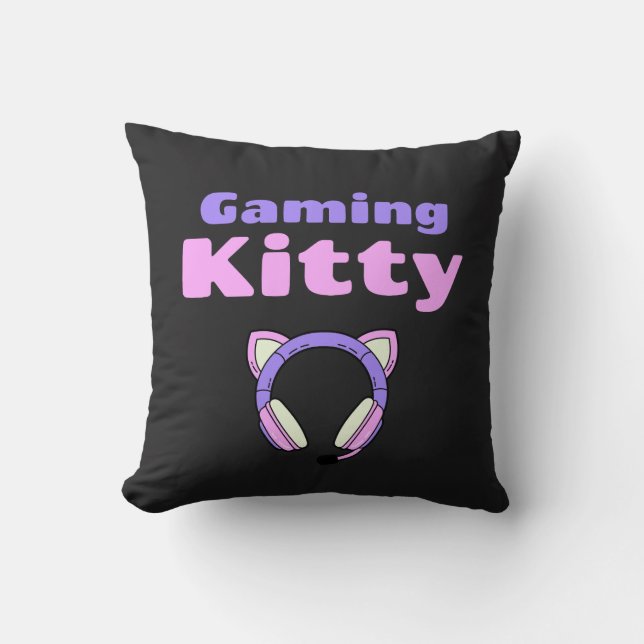 Lady Gamer - Gaming Kitty Cushion (Front)
