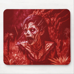 Lady Ghoul Snarling Amidst Plants Mouse Mat
