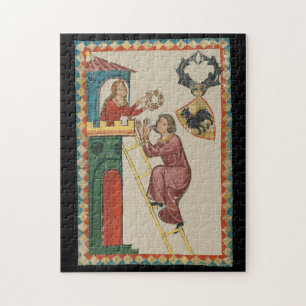 Lady Giving Gift to Suitor, 14th Century Jigsaw Puzzle