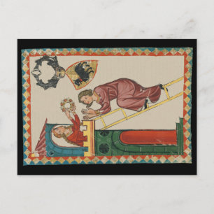 Lady Giving Gift to Suitor, 14th Century Postcard