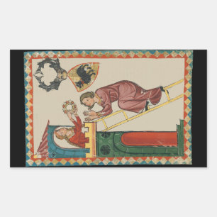 Lady Giving Gift to Suitor, 14th Century Rectangular Sticker